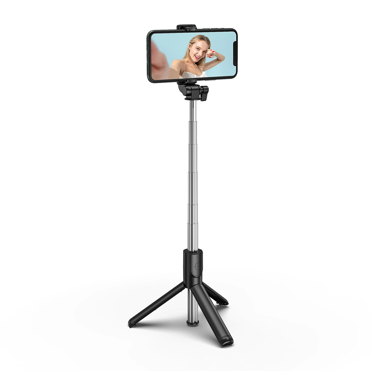 Selfie stick WHS1Y telescopic tripod 1m with phone holder - black_3