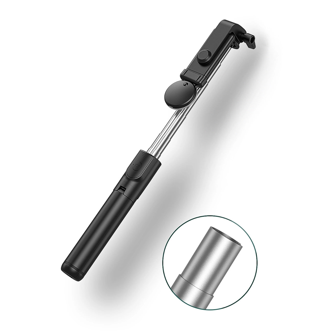 Selfie stick WH1YXS telescopic tripod 1m with round lamp and phone holder - black_16