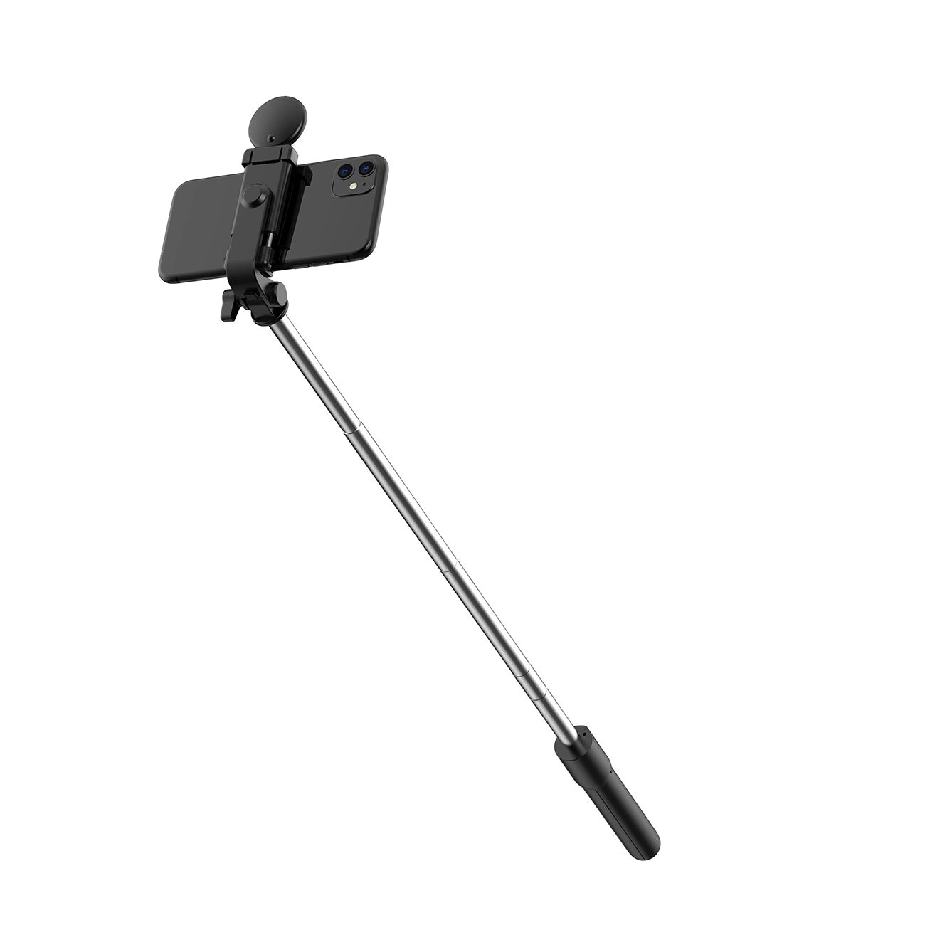 Selfie stick WH1YXS telescopic tripod 1m with round lamp and phone holder - black_5