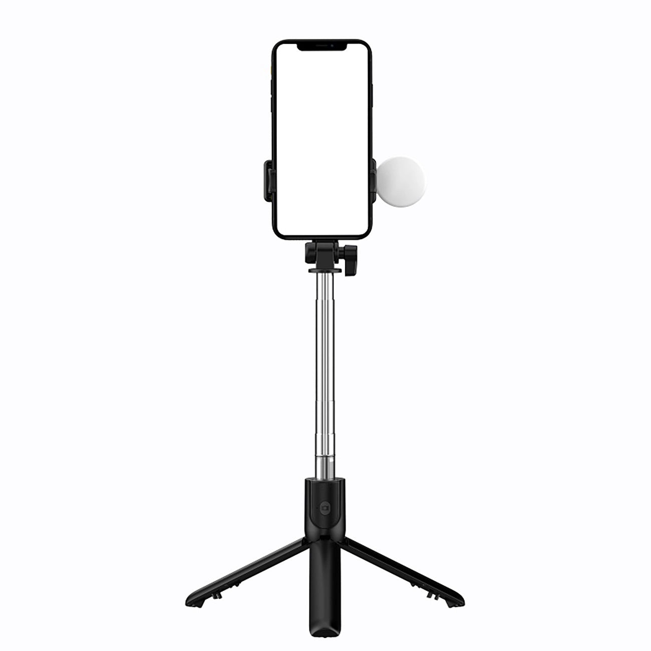 Selfie stick WH1YXS telescopic tripod 1m with round lamp and phone holder - black_2