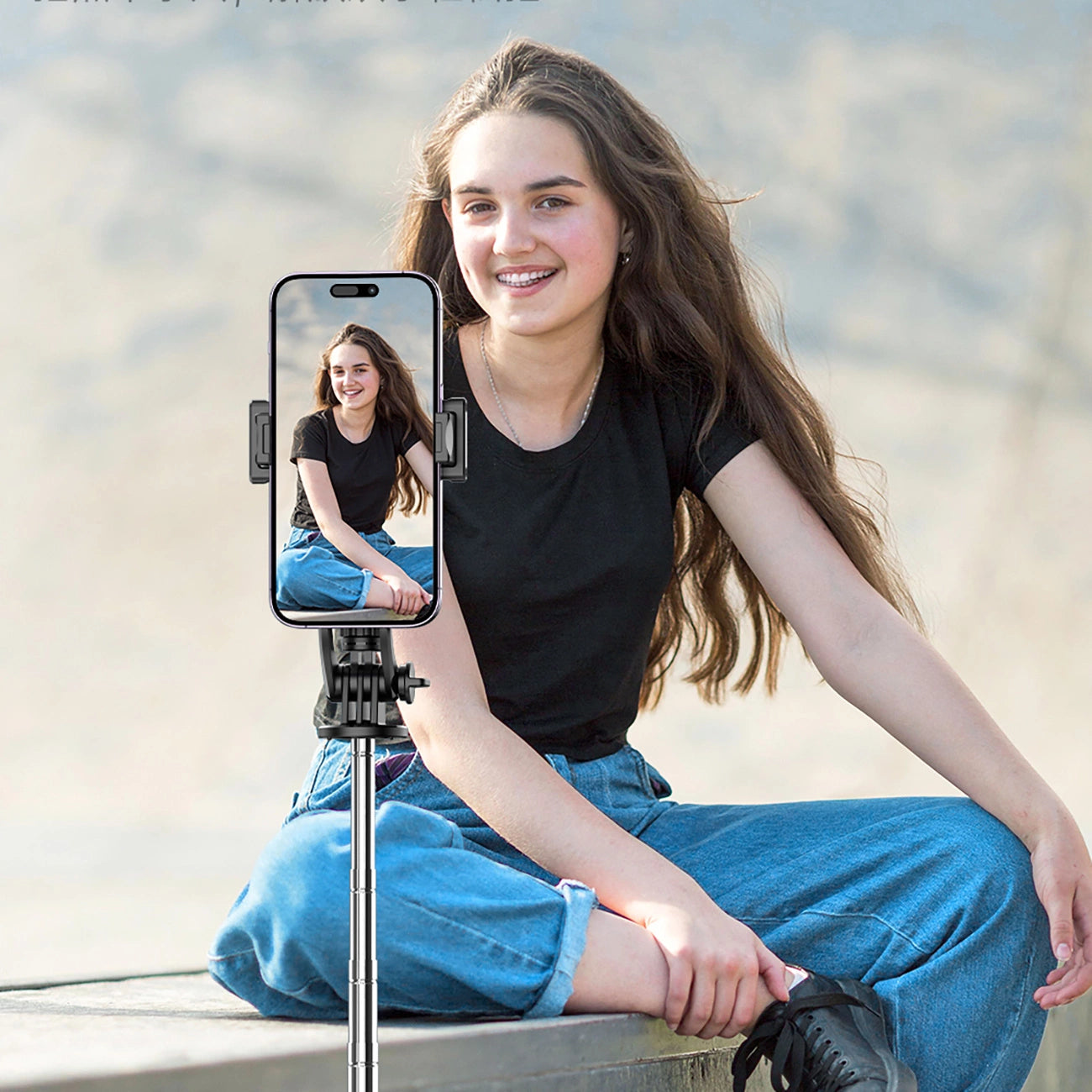 Selfie stick WC1Y3S telescopic tripod 1.3m with phone holder - black_21