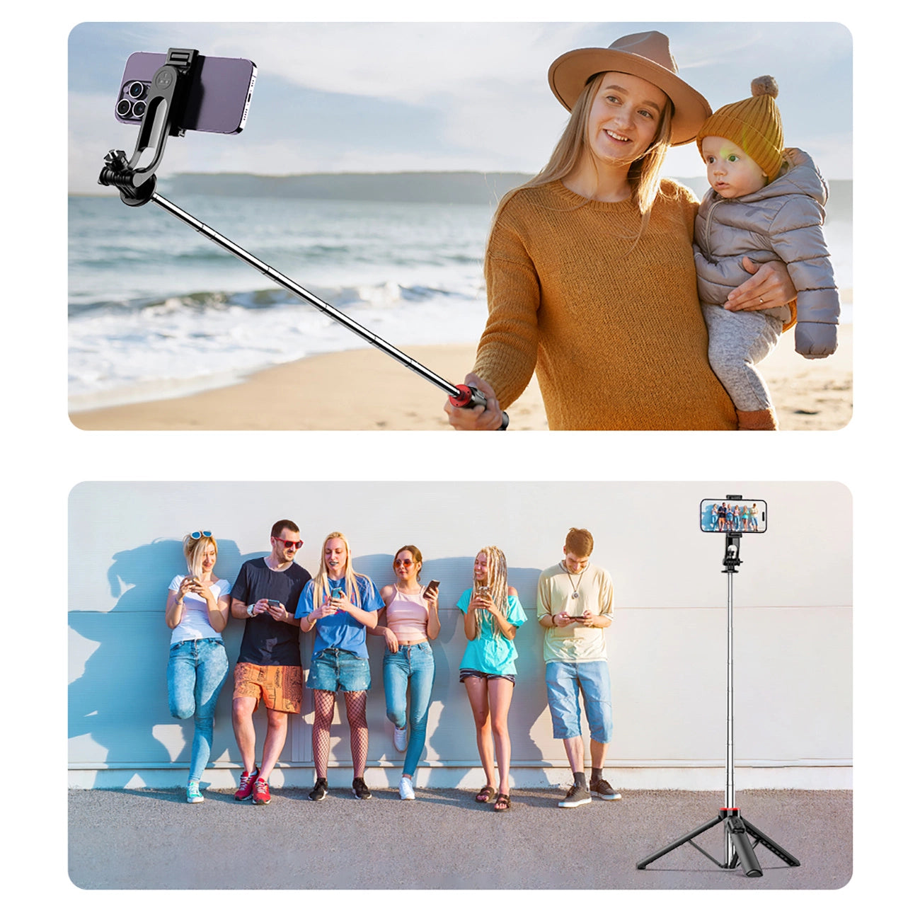 Selfie stick WC1Y3S telescopic tripod 1.3m with phone holder - black_22