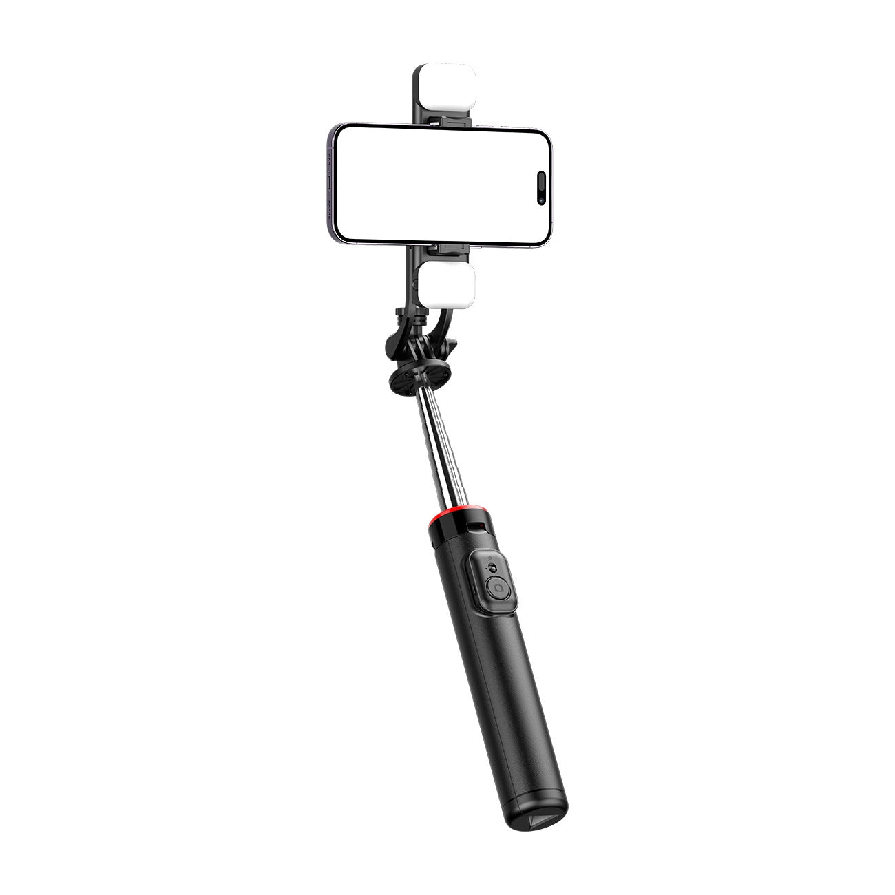Selfie stick WC13YDS telescopic tripod 1.3m with double lamp and phone holder - black_1