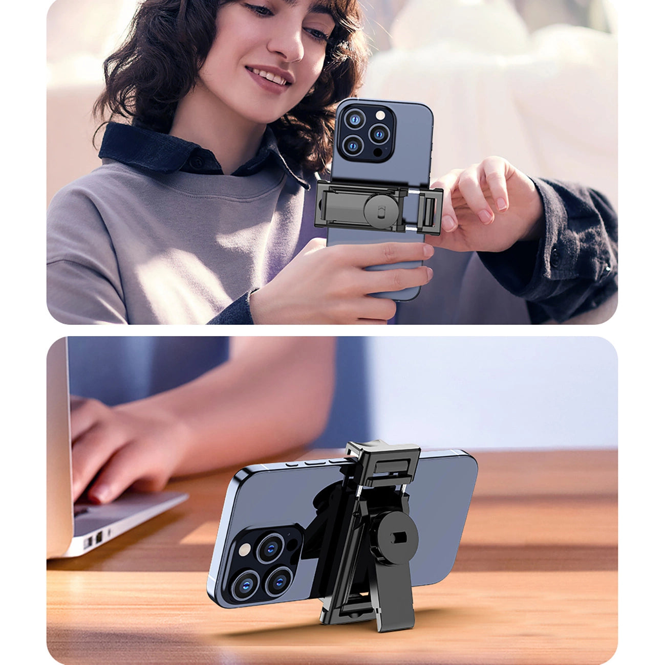 Selfie stick WC1Y2S 1.3m aluminum alloy telescopic tripod with phone holder - black_14
