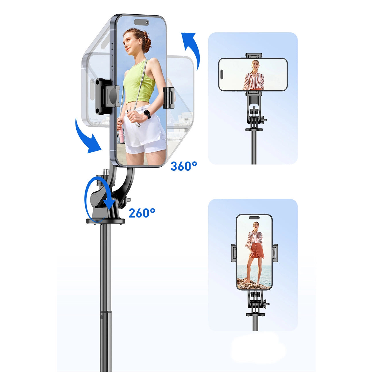 Selfie stick WC1Y2S 1.3m aluminum alloy telescopic tripod with phone holder - black_15