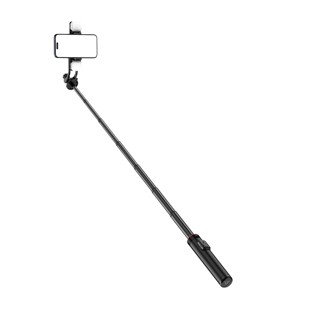 Selfie stick WC12YDS 1.3m aluminum alloy telescopic tripod with dual lamp and phone holder - black_2