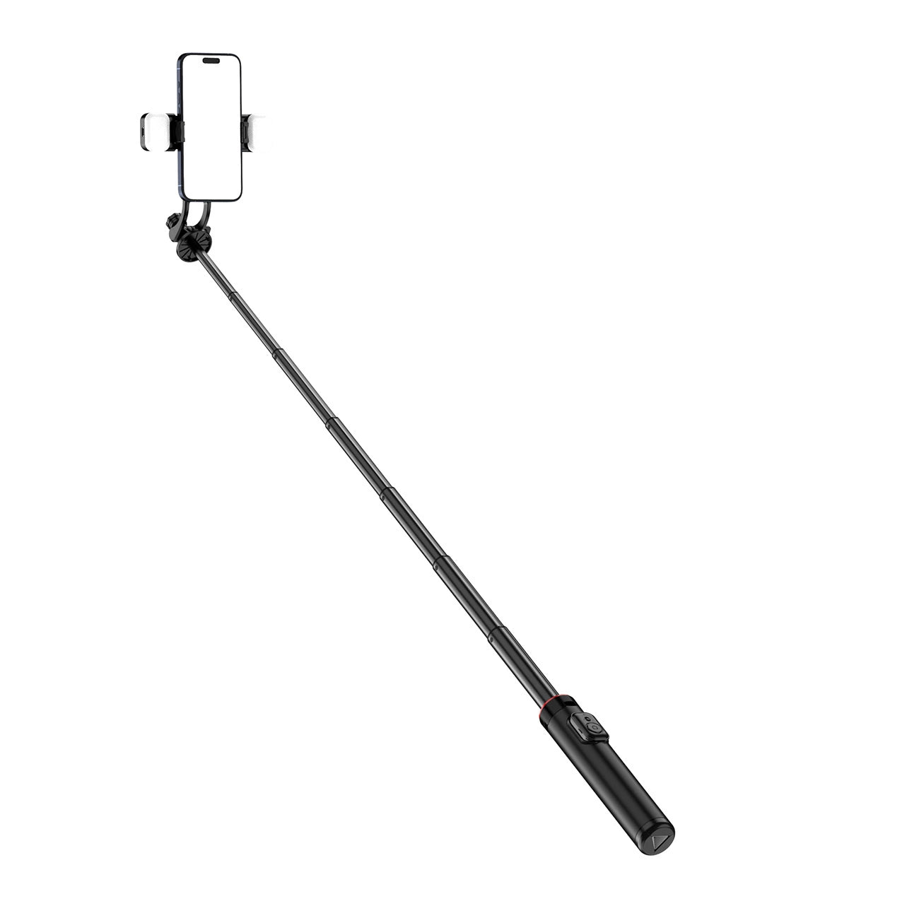 Selfie stick WC12YDS 1.3m aluminum alloy telescopic tripod with dual lamp and phone holder - black_3