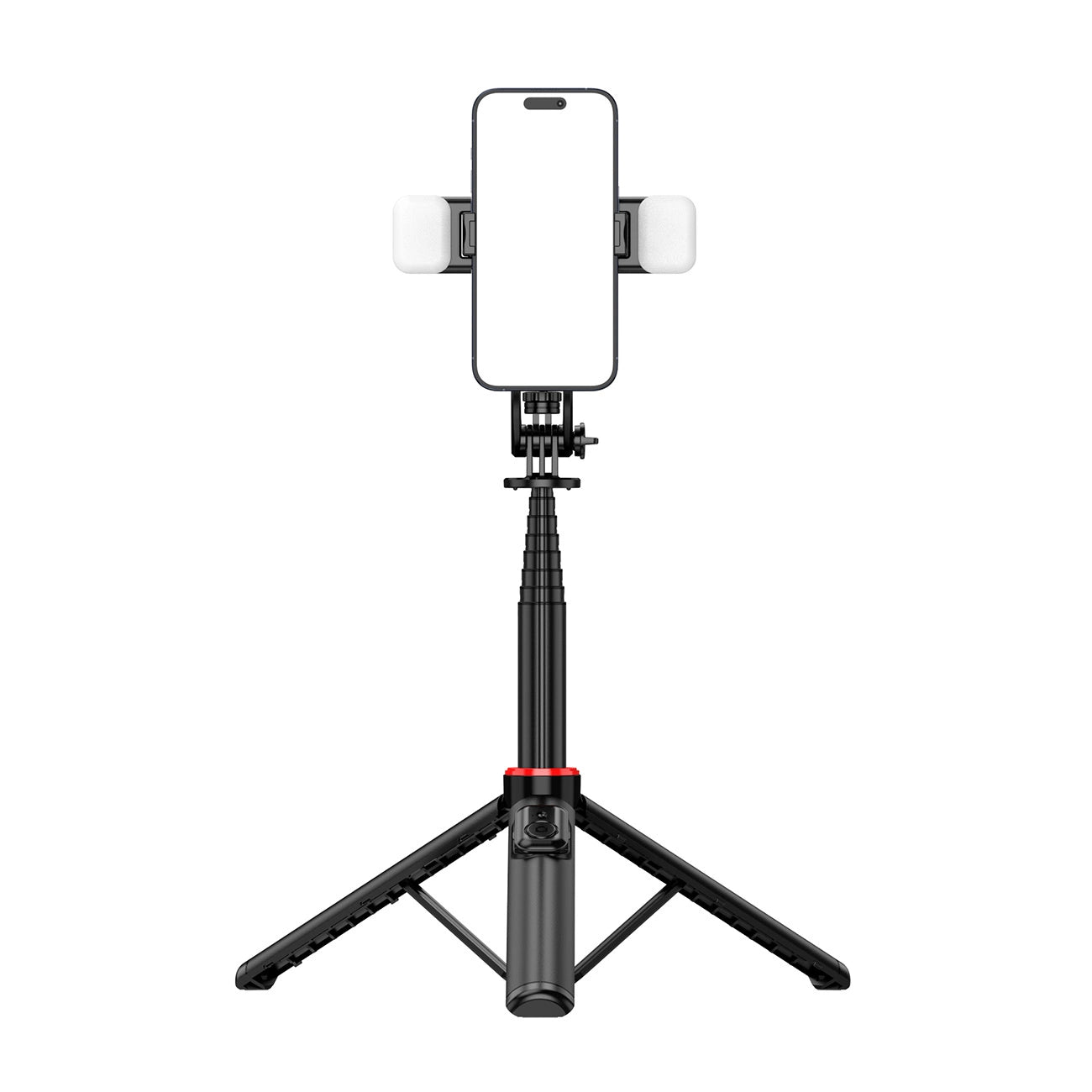 Selfie stick WC12YDS 1.3m aluminum alloy telescopic tripod with dual lamp and phone holder - black_13