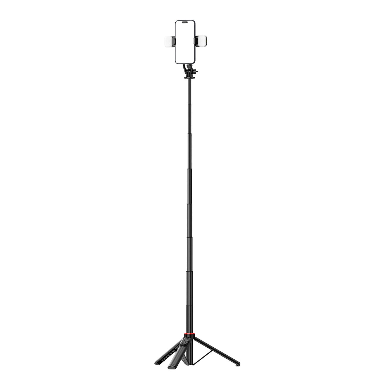 Selfie stick WC12YDS 1.3m aluminum alloy telescopic tripod with dual lamp and phone holder - black_16