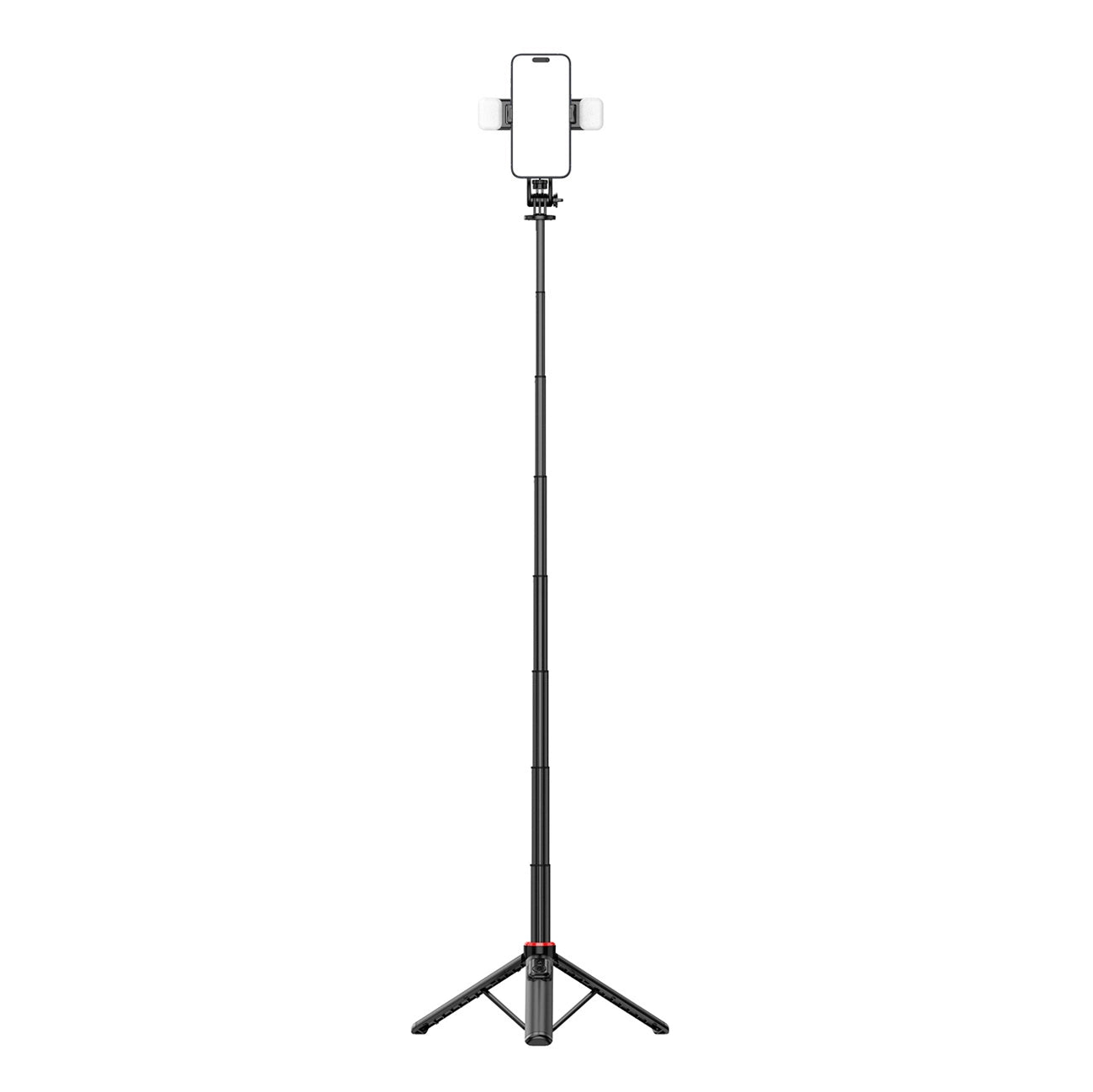 Selfie stick WC12YDS 1.3m aluminum alloy telescopic tripod with dual lamp and phone holder - black_17