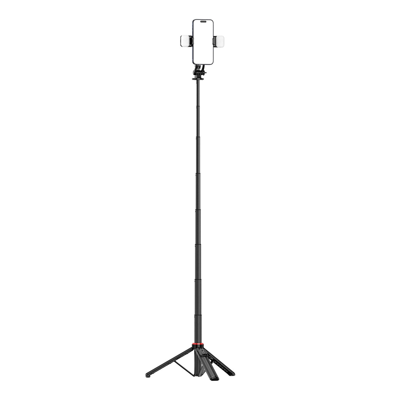Selfie stick WC12YDS 1.3m aluminum alloy telescopic tripod with dual lamp and phone holder - black_18