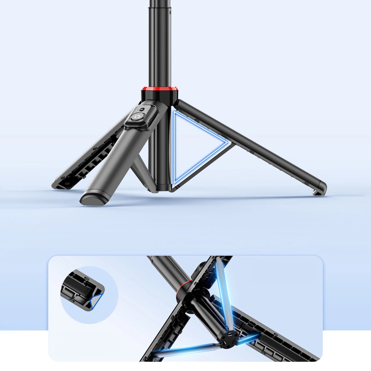 Selfie stick WC12YDS 1.3m aluminum alloy telescopic tripod with dual lamp and phone holder - black_21