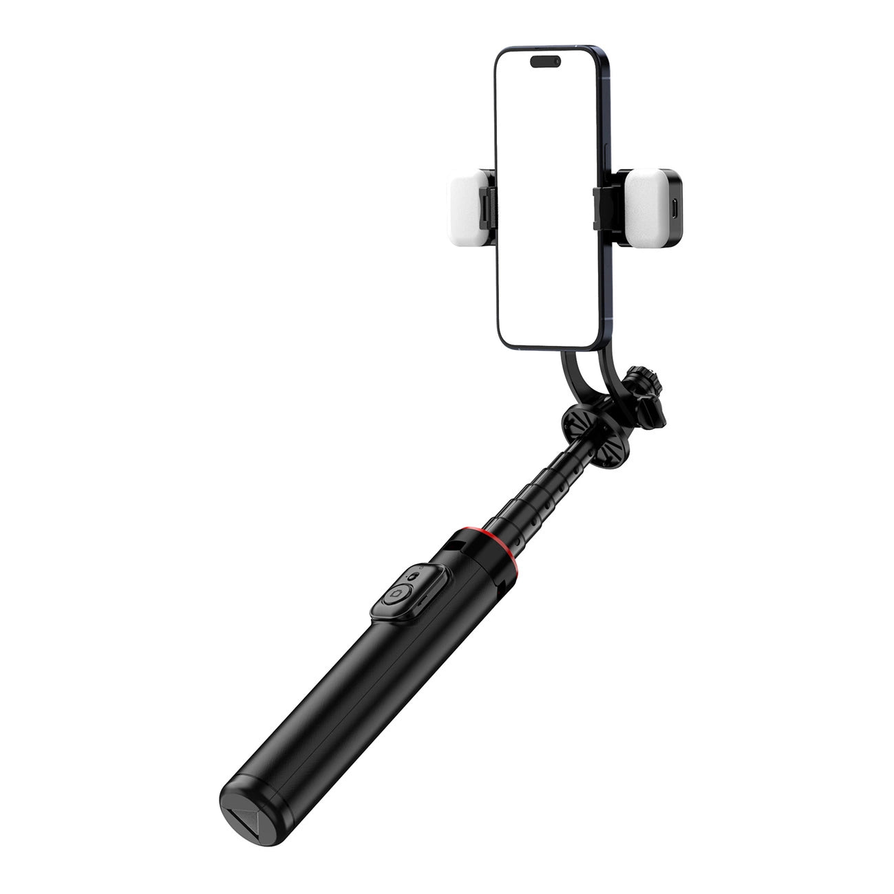 Selfie stick WC12YDS 1.3m aluminum alloy telescopic tripod with dual lamp and phone holder - black_6