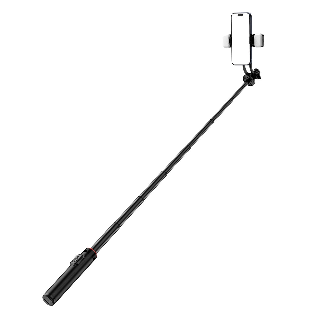 Selfie stick WC12YDS 1.3m aluminum alloy telescopic tripod with dual lamp and phone holder - black_0