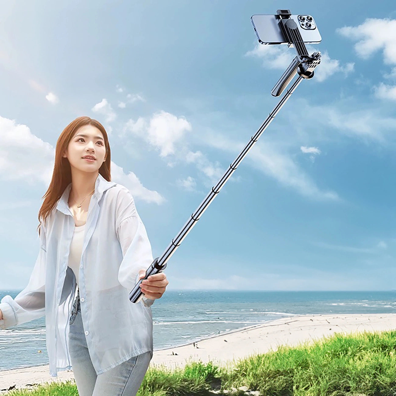Selfie stick WH181-Y1S 1.75m aluminum alloy telescopic tripod with phone holder - black_2