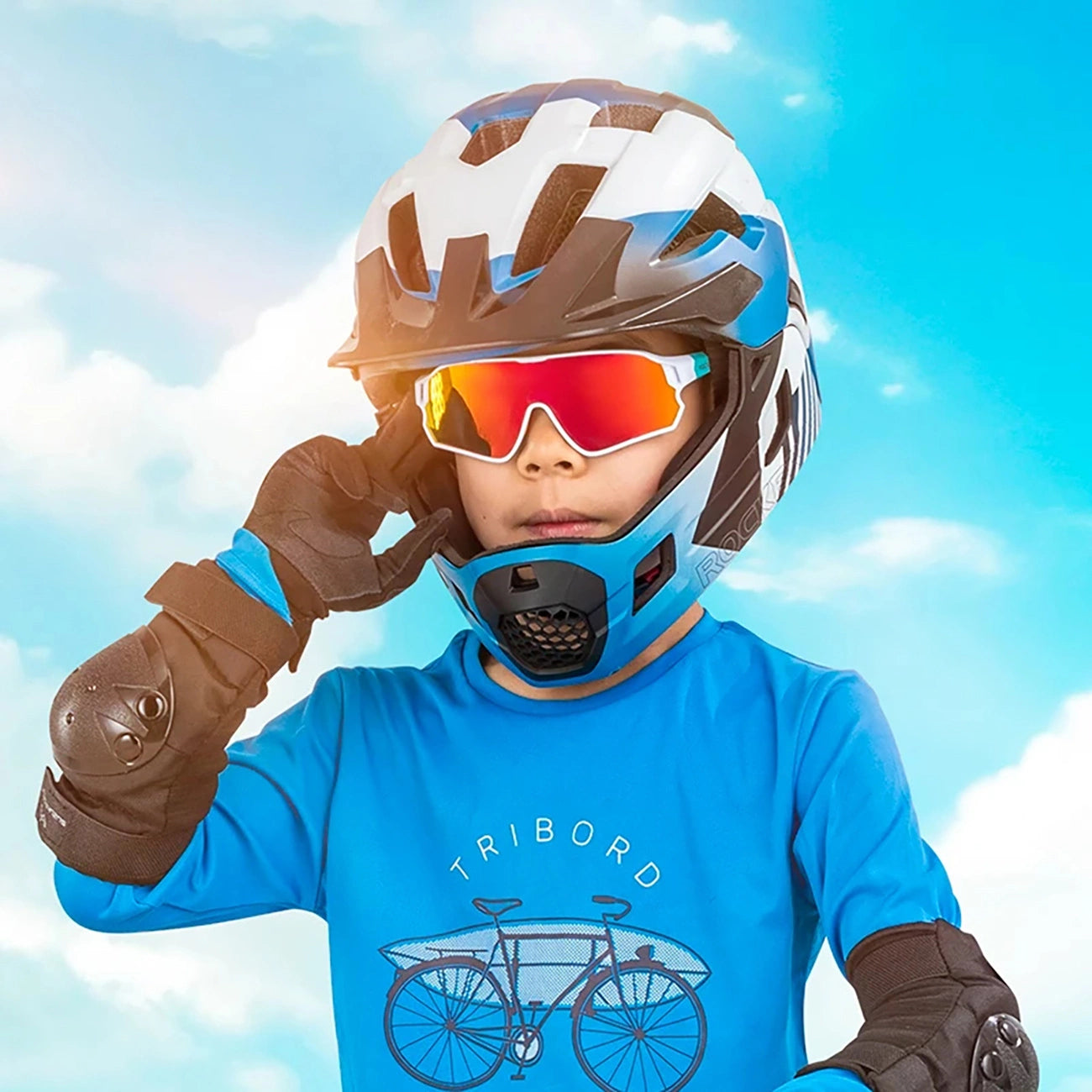 Rockbros 14110009003 polarized cycling glasses for children 8-14 years old - green and white_2