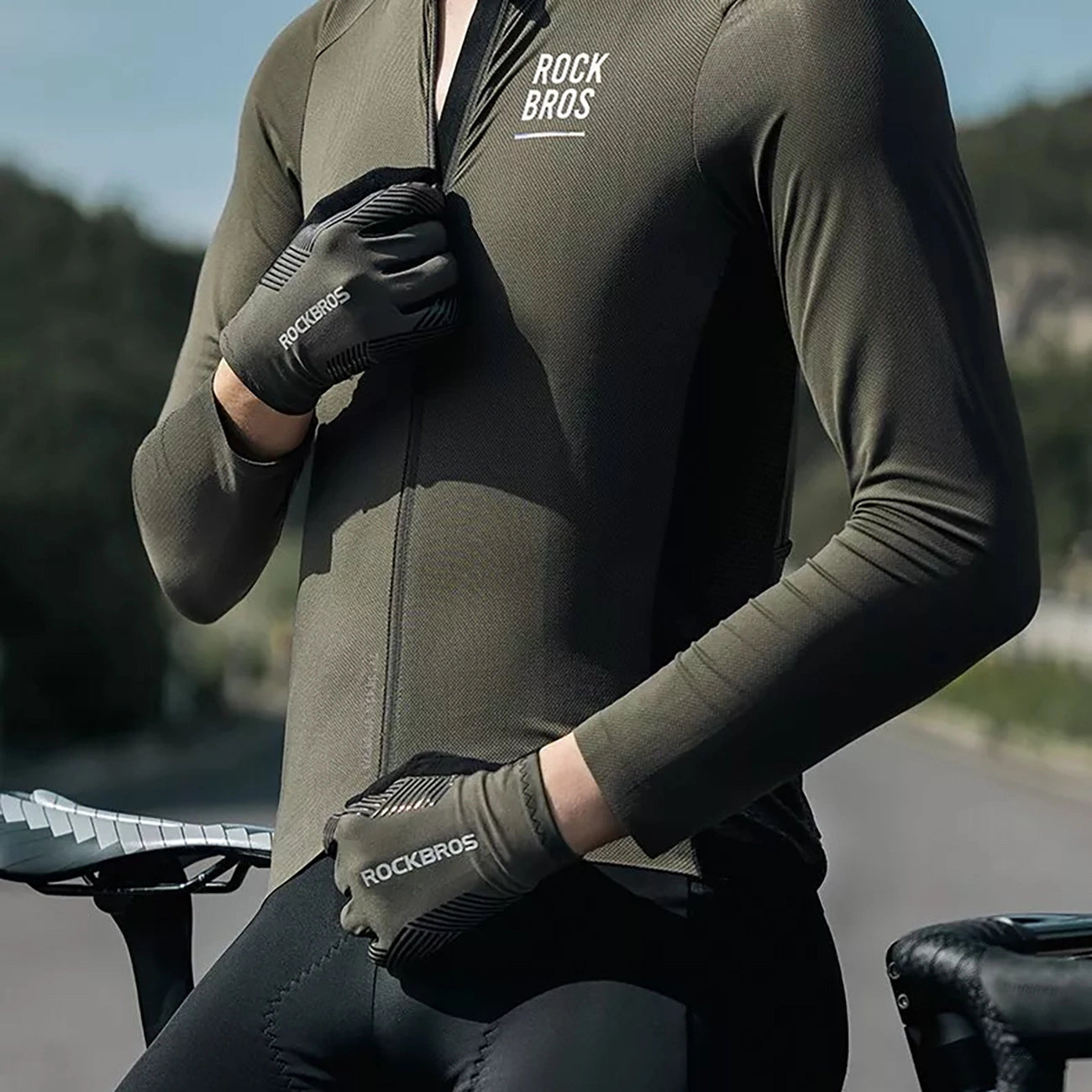 Rockbros 16110006003 shock-absorbing cycling gloves size L - green and black_13