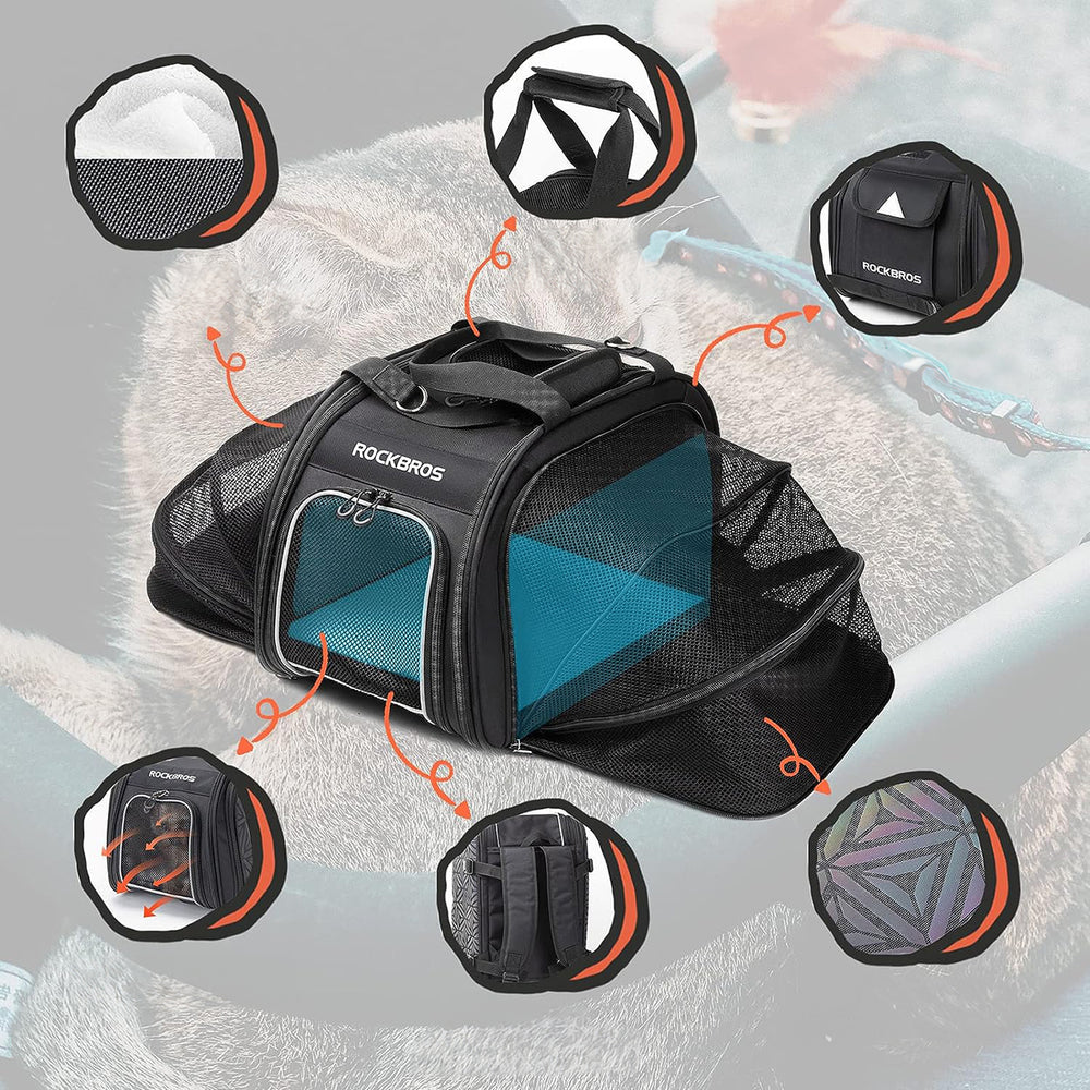 Rockbros 30140028001 transport bicycle bag for cats and dogs - black_9