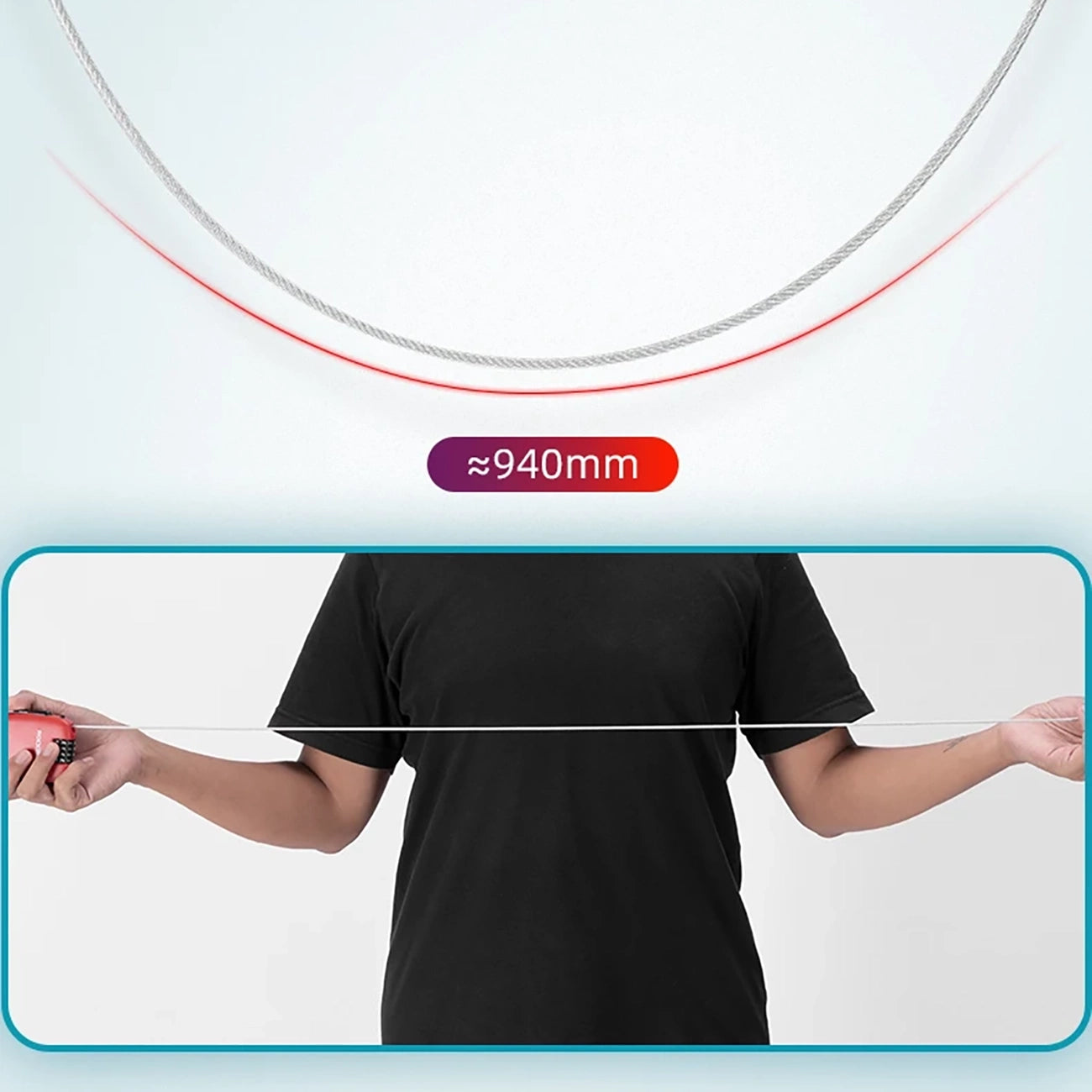 Rockbros 32420981001 bicycle lock with retractable cable - red_10