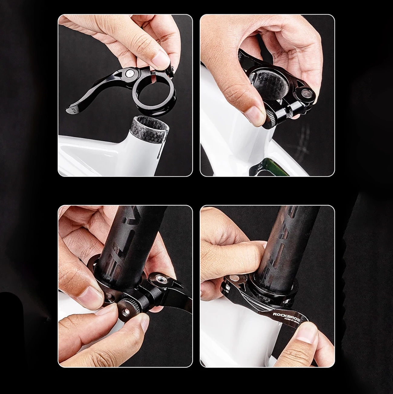 Rockbros 41210092001 bicycle seat clamp with quick release - black_5