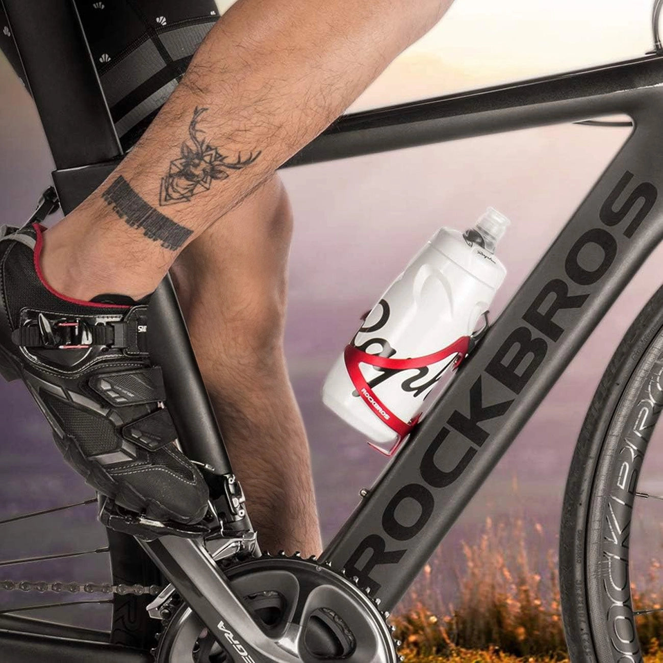 Rockbros 2017-11ARD Aluminum Bike Bottle Holder - Red_1