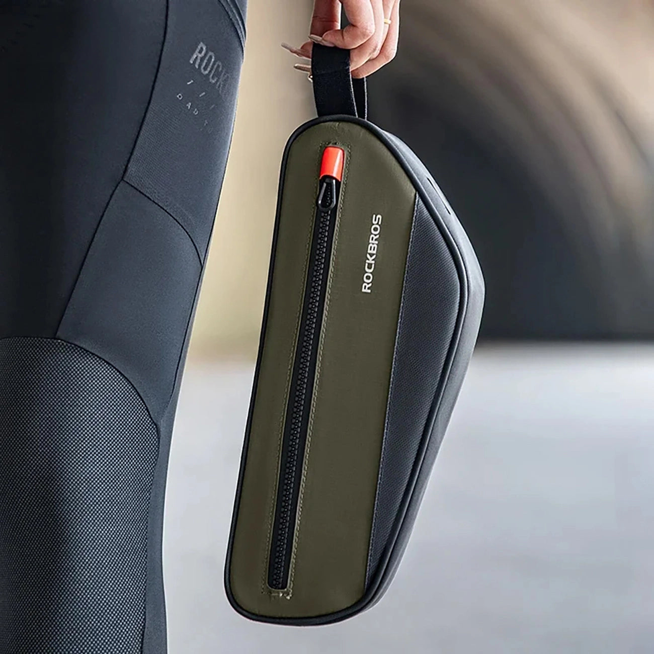 Rockbros 30120079001 bicycle bag for 1.7 l frame - green and black_3