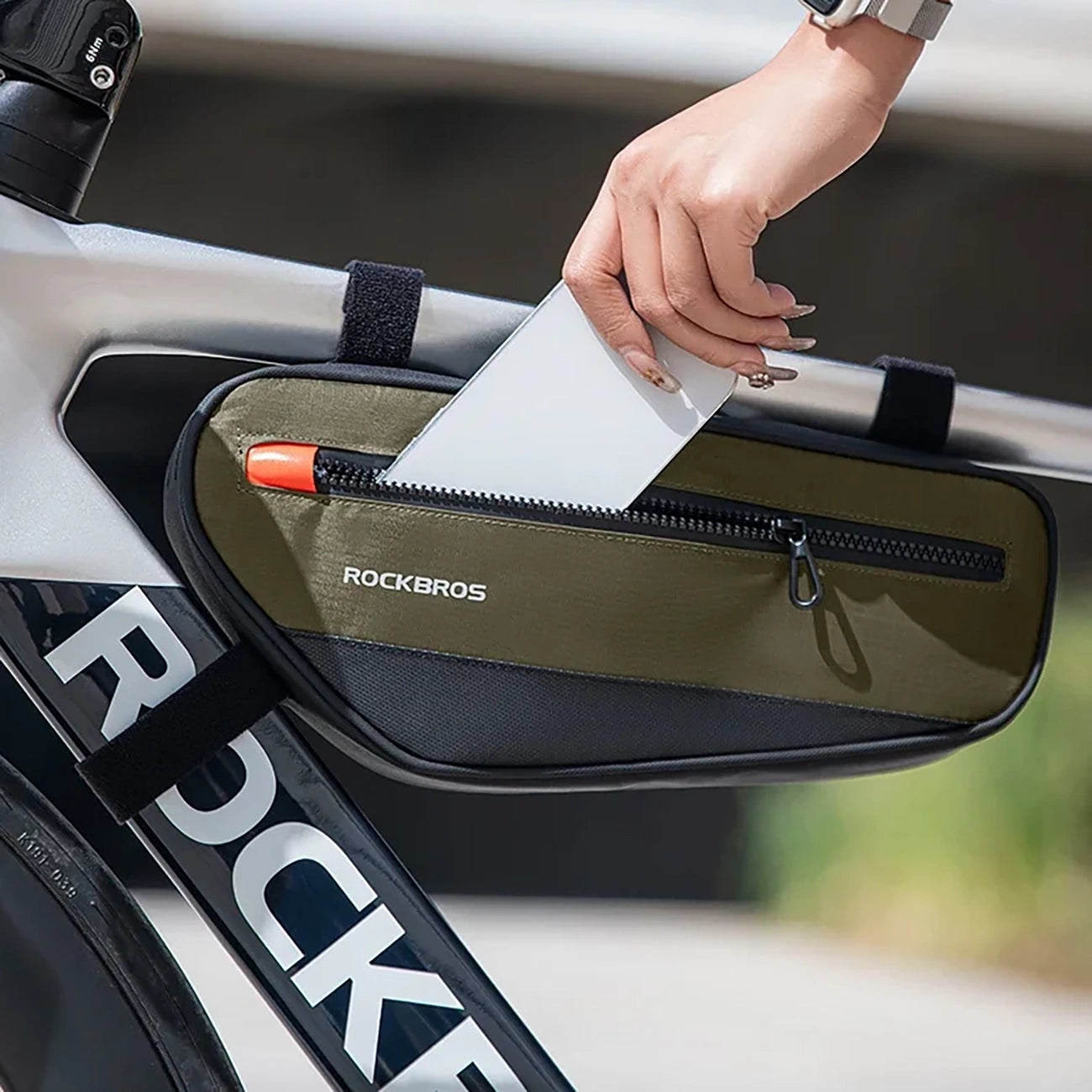 Rockbros 30120079001 bicycle bag for 1.7 l frame - green and black_7