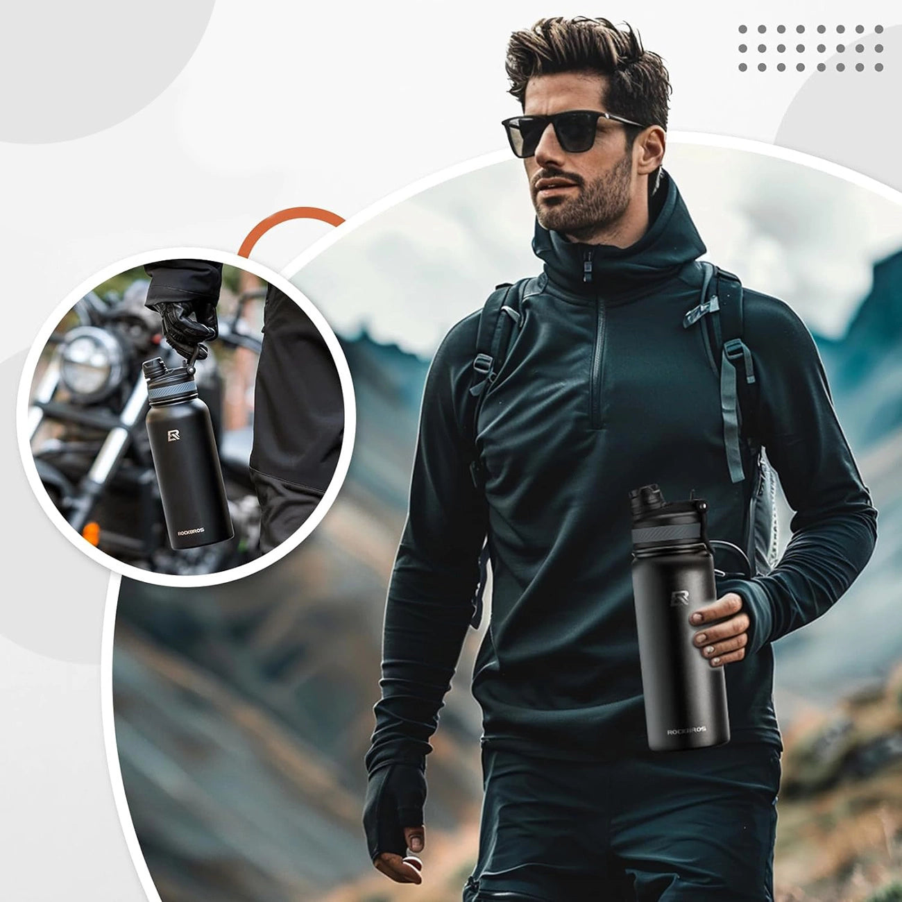 Rockbros 35210029001 thermal bottle for bicycle drinks 550 ml - black_3