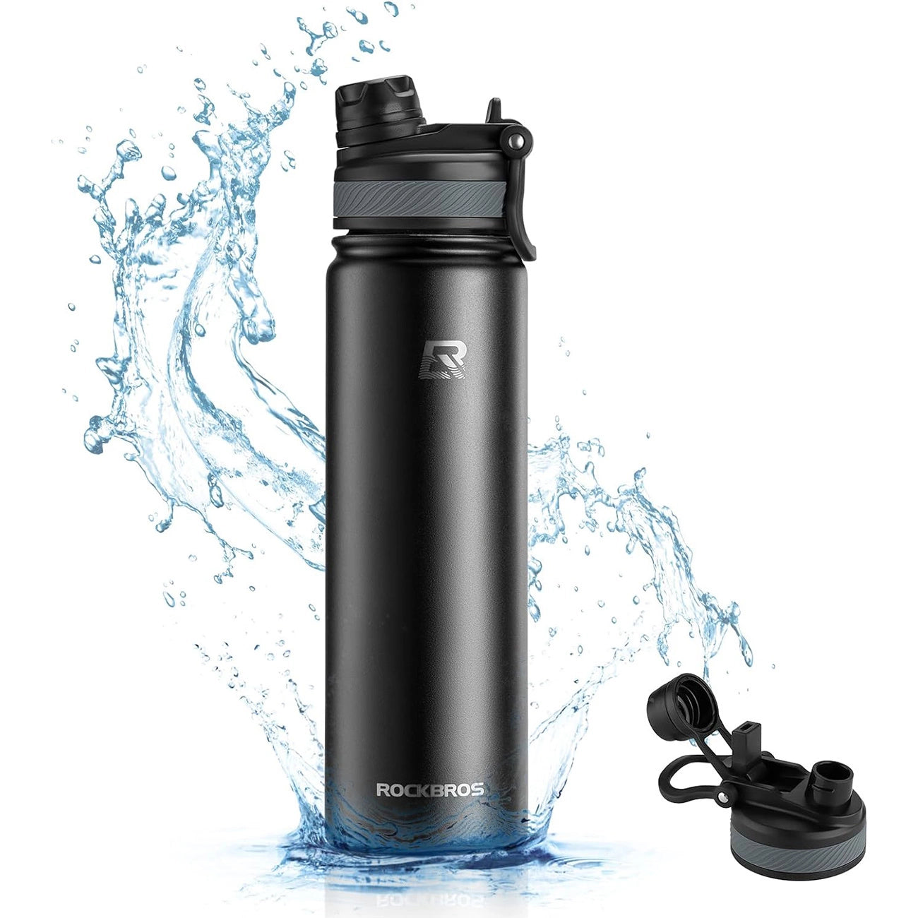 Rockbros 35210029002 thermal bicycle bottle for drinks 650 ml - black_1