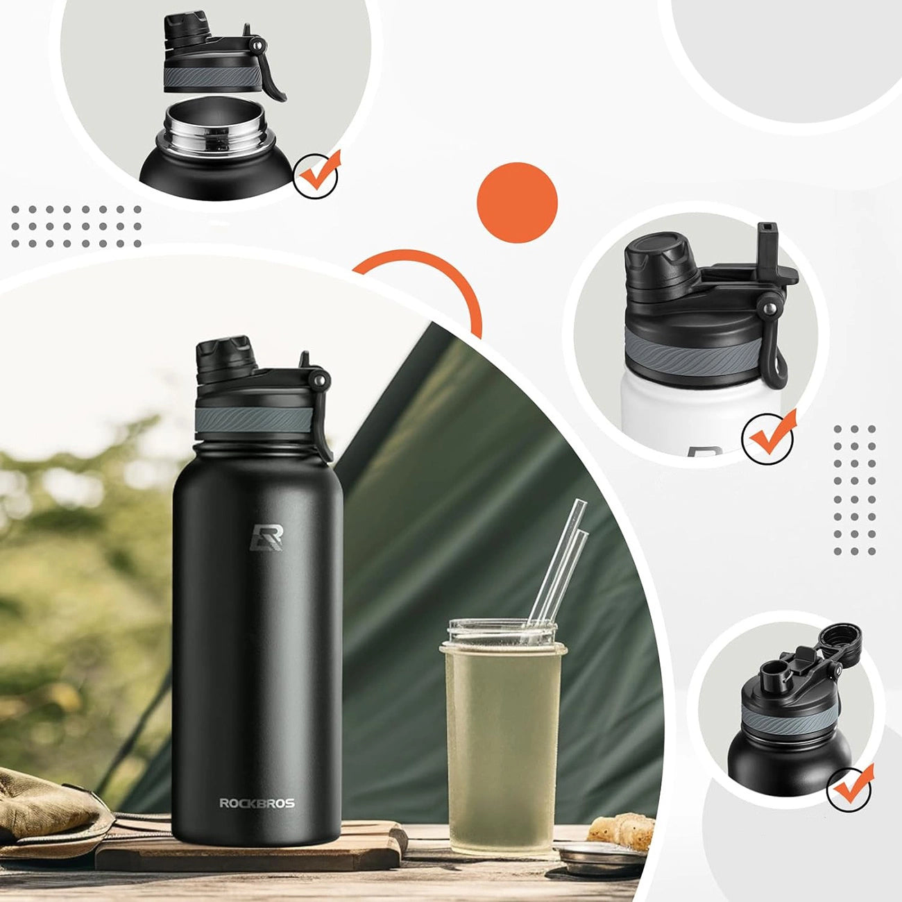 Rockbros 35210029002 thermal bicycle bottle for drinks 650 ml - black_5