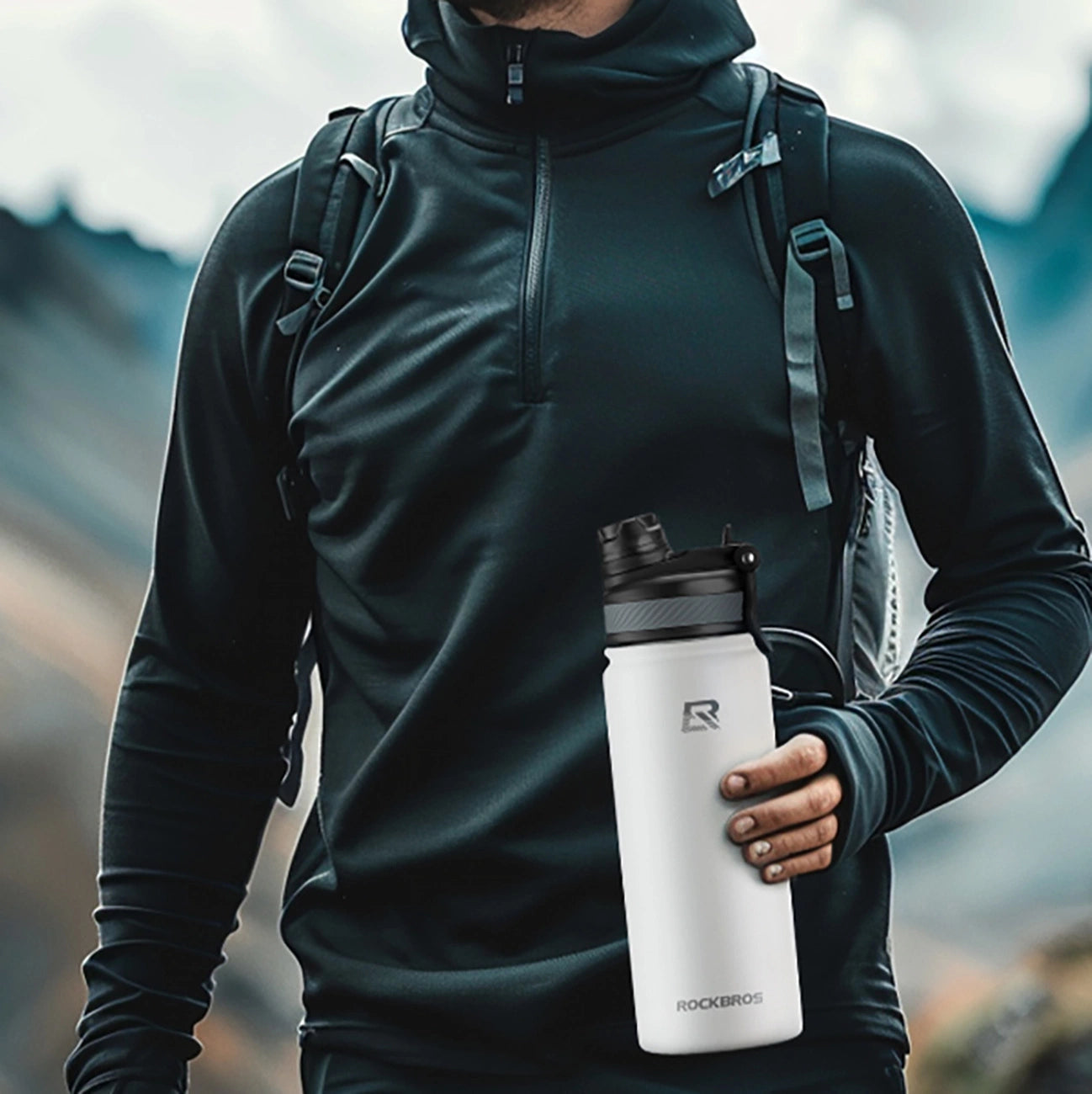 Rockbros 35210029005 Thermo Bottle for Bike Drinks 550 ml - White_10