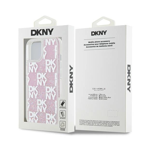 DKNY Liquid Glitter Multilogo case for iPhone 15 / 14 / 13 - pink_7