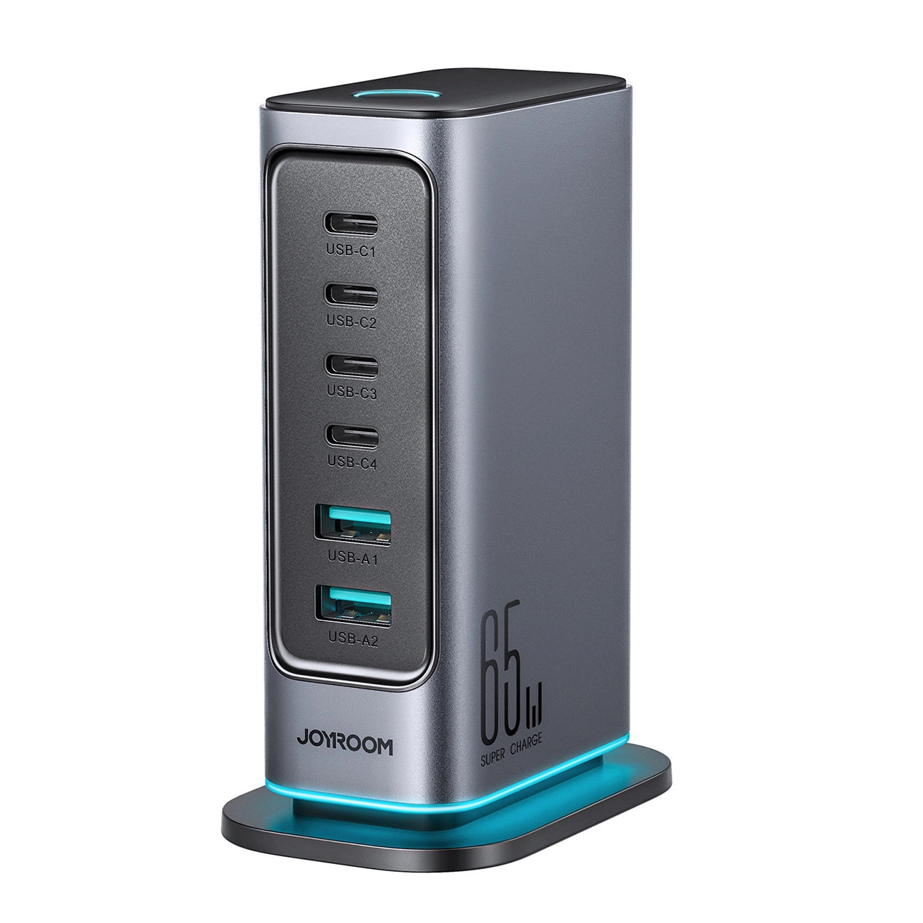 Joyroom JR-TCM02 multi-port GaN charger 65W EU 4x USB-C 2x USB-A - dark gray_0