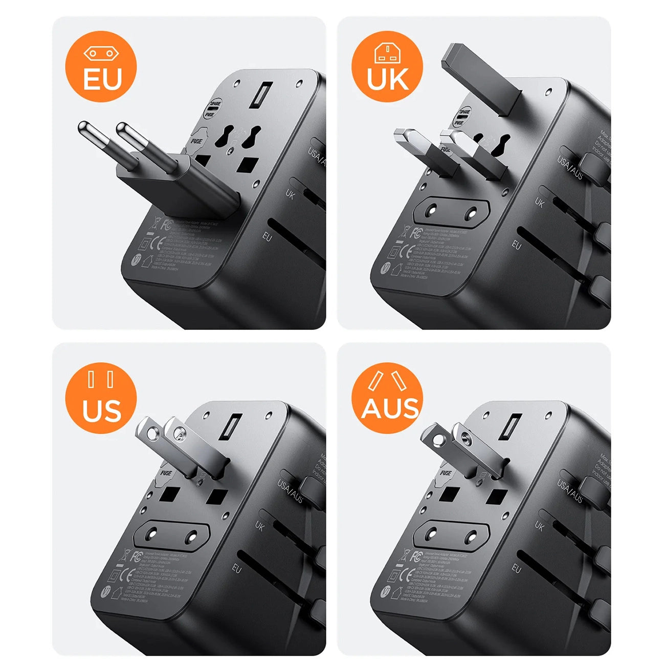 Joyroom JR-TCW02 65W Travel Adapter Universal EU / US / JP / AU / UK / CN - Black_11