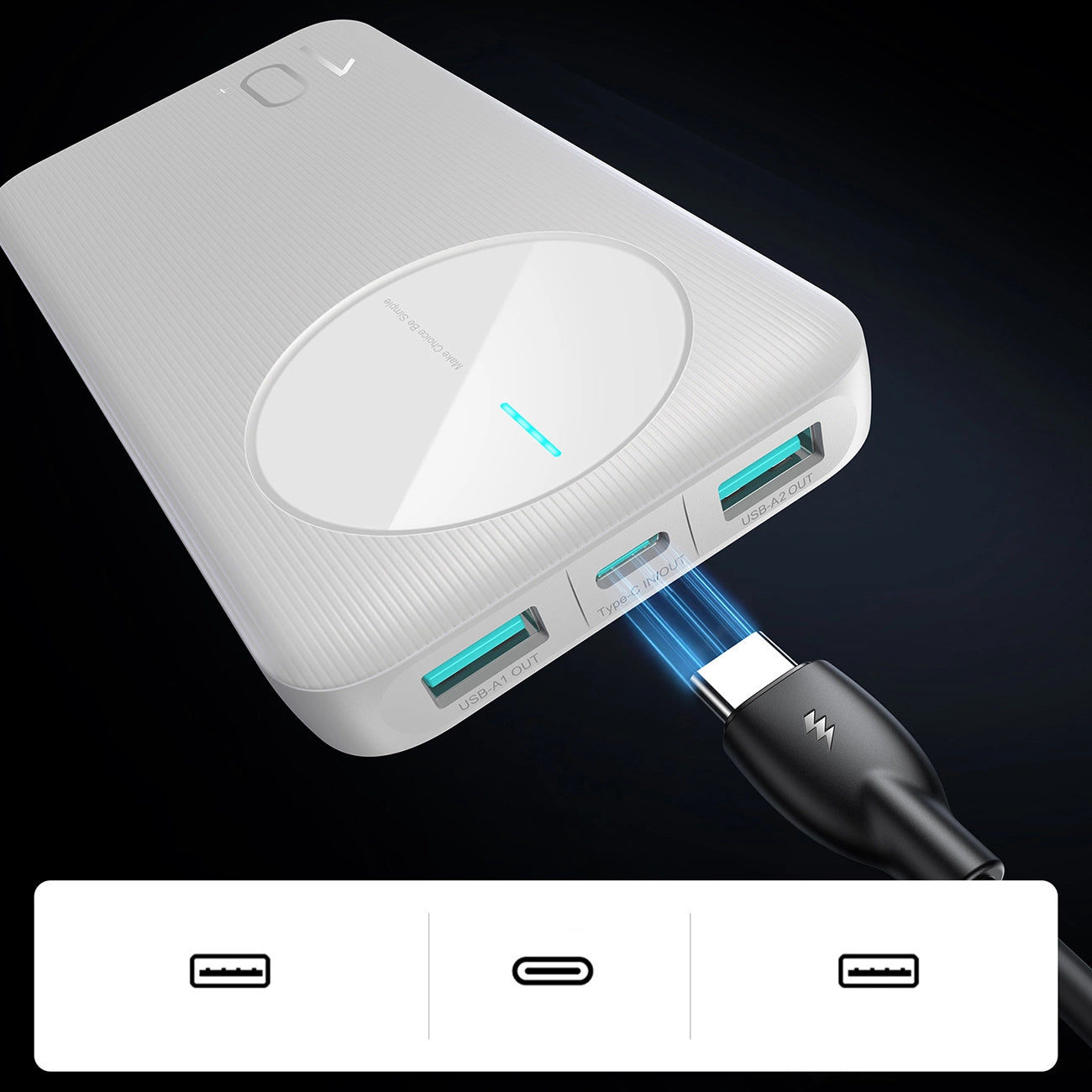 Powerbank Joyroom JR-PBF12 10000mAh 2.4A 2x USB-A 1x USB-C - white_7