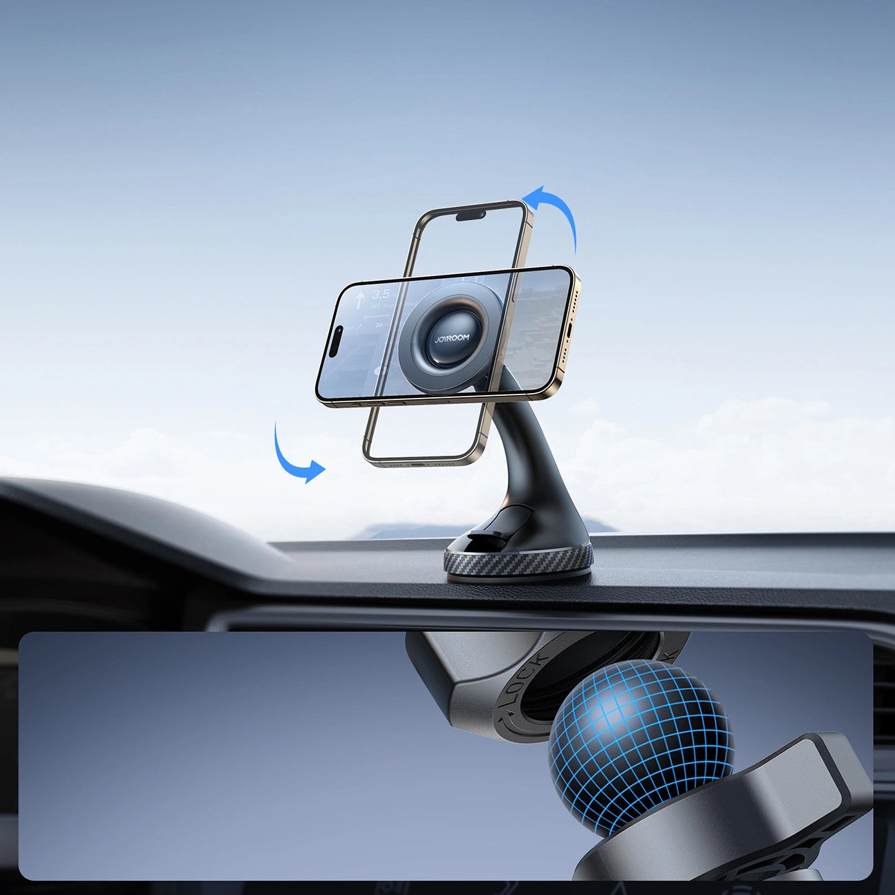 Joyroom JR-ZS406 magnetic car holder for windshield / cockpit - black_9