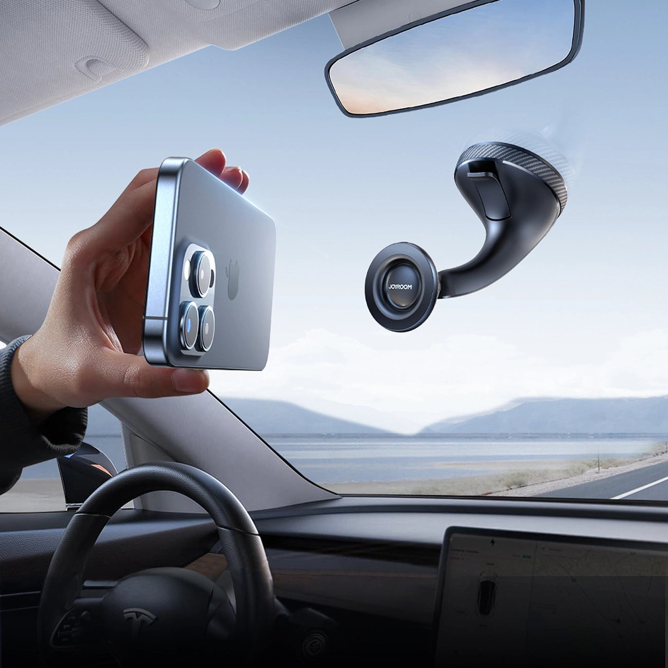 Joyroom JR-ZS406 magnetic car holder for windshield / cockpit - black_10