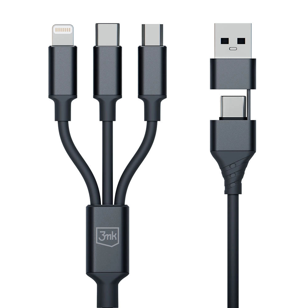 3mk Hyper Cable 3in1 USB-A - USB-C / USB-C - micro USB - Lightning 1.5m - black_2