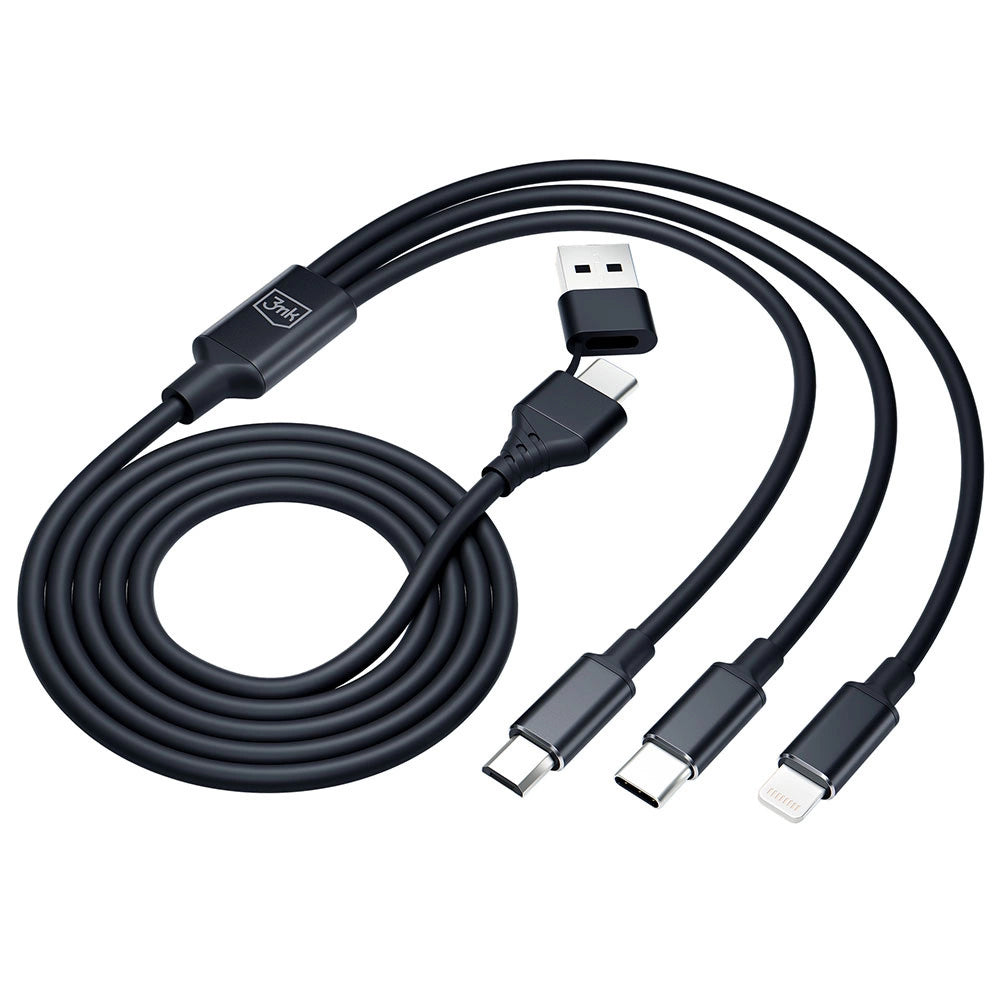 3mk Hyper Cable 3in1 USB-A - USB-C / USB-C - micro USB - Lightning 1.5m - black_7