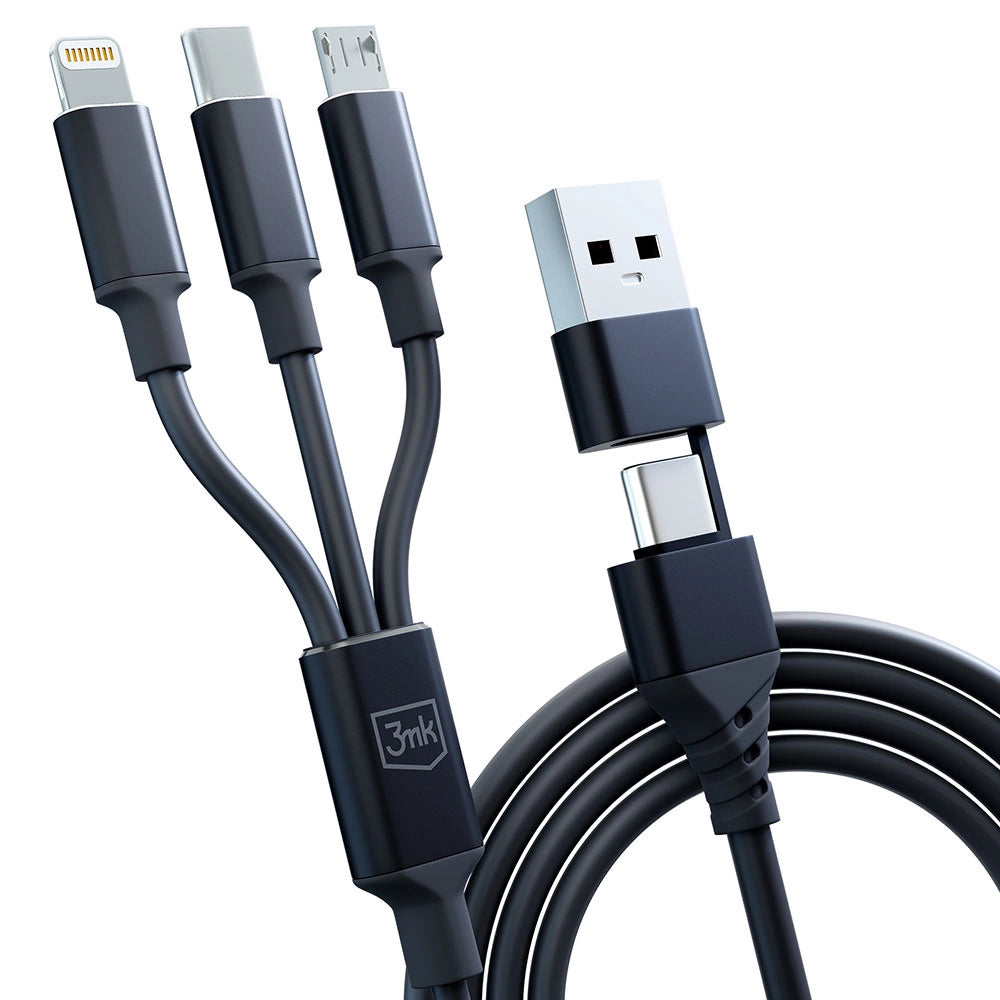3mk Hyper Cable 3in1 USB-A - USB-C / USB-C - micro USB - Lightning 1.5m - black_8