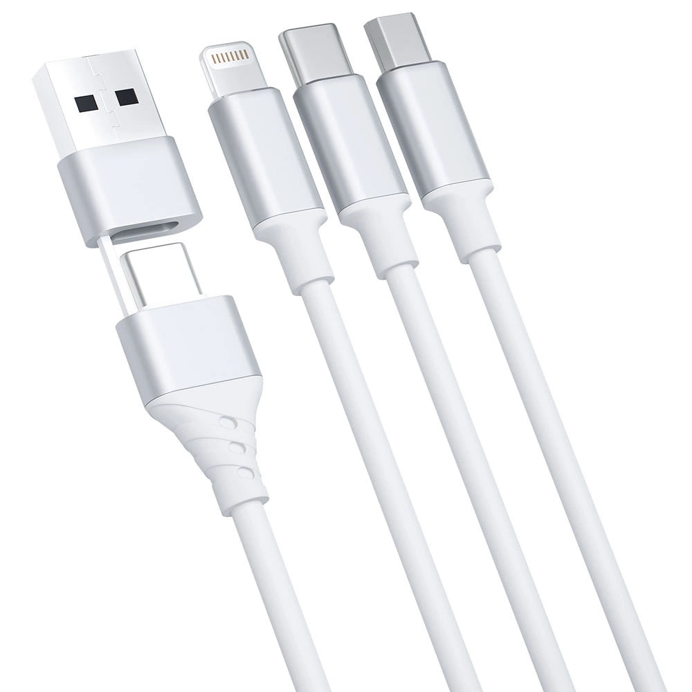 3mk Hyper Cable 3in1 USB-A - USB-C / USB-C - micro USB - Lightning 1.5m - white_1