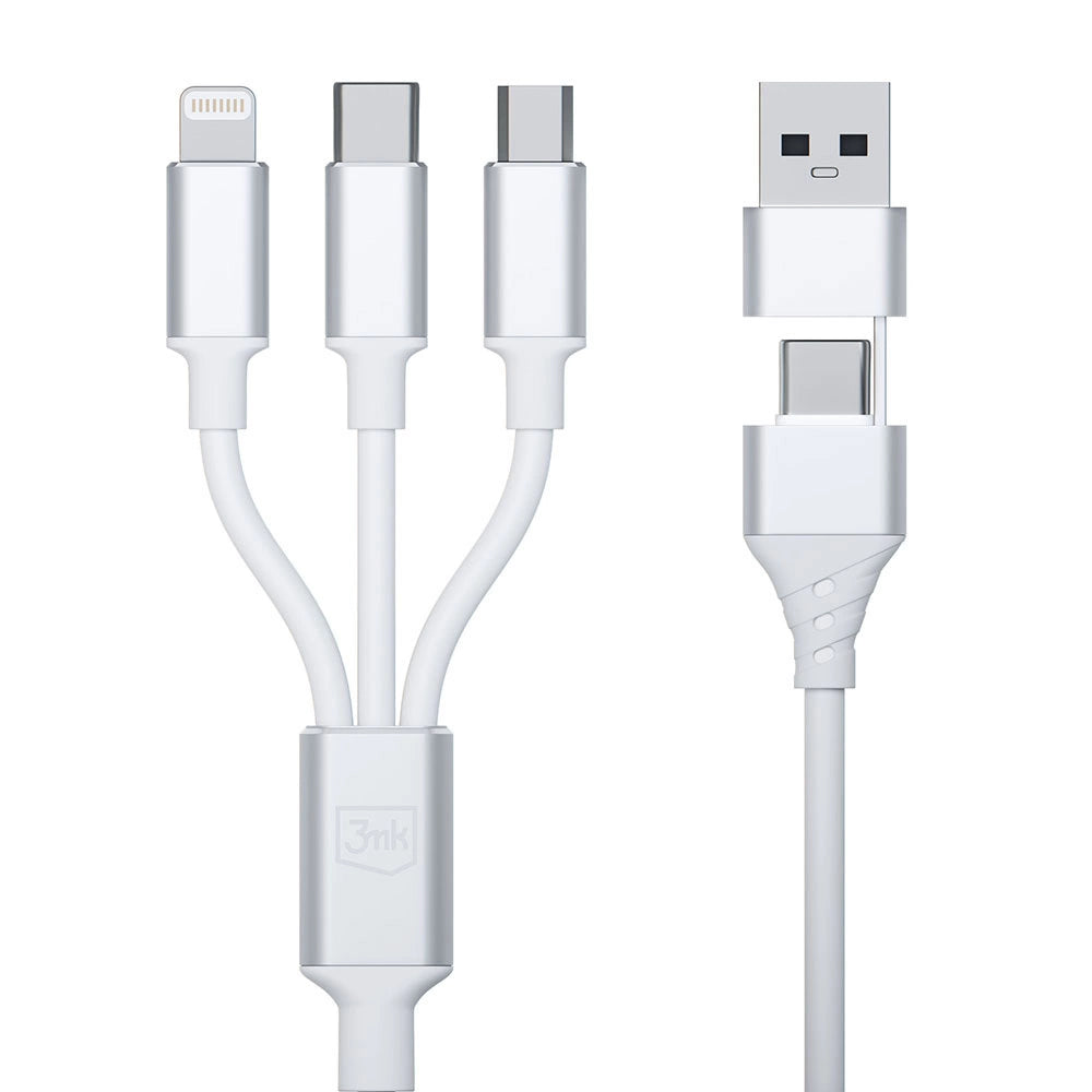 3mk Hyper Cable 3in1 USB-A - USB-C / USB-C - micro USB - Lightning 1.5m - white_2