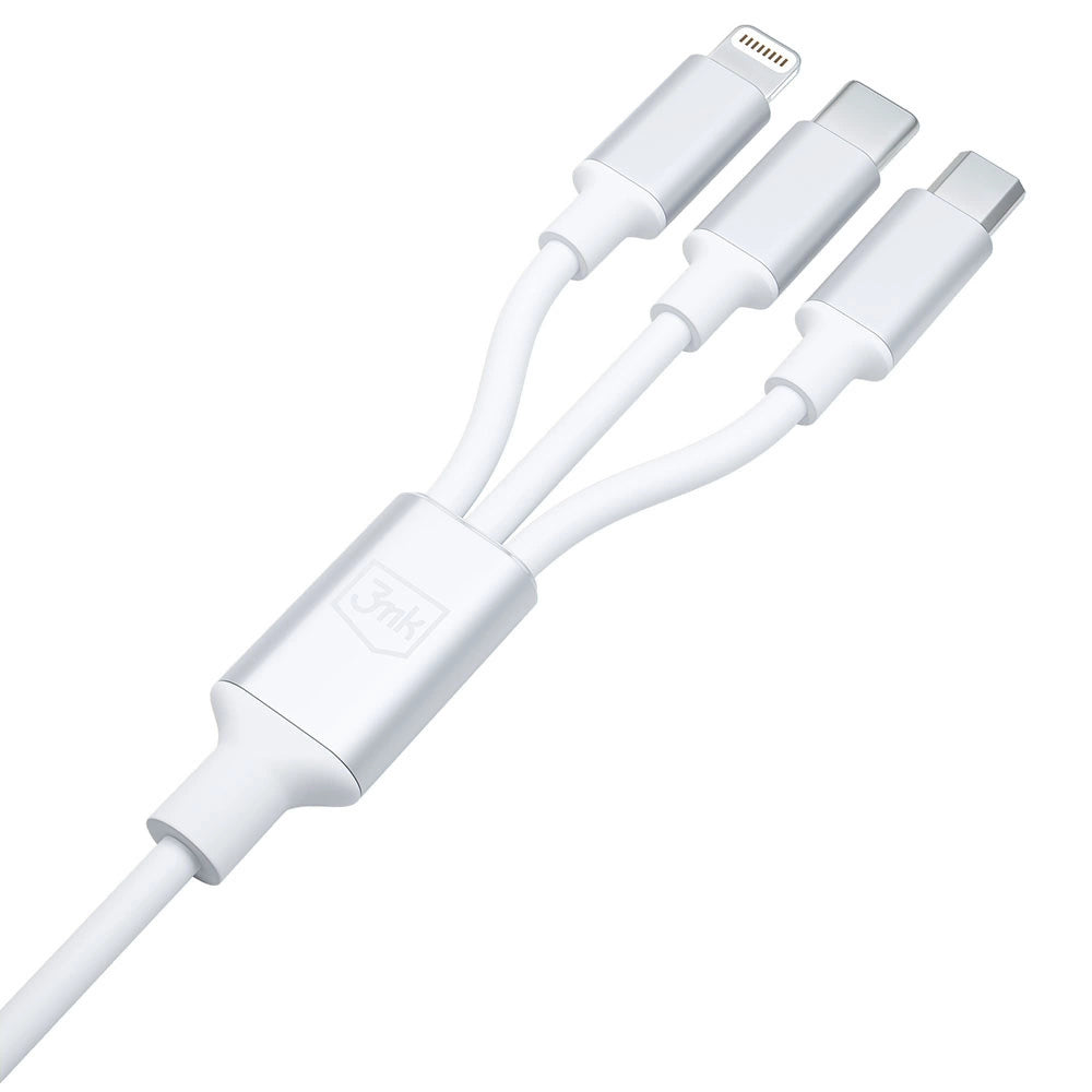 3mk Hyper Cable 3in1 USB-A - USB-C / USB-C - micro USB - Lightning 1.5m - white_5