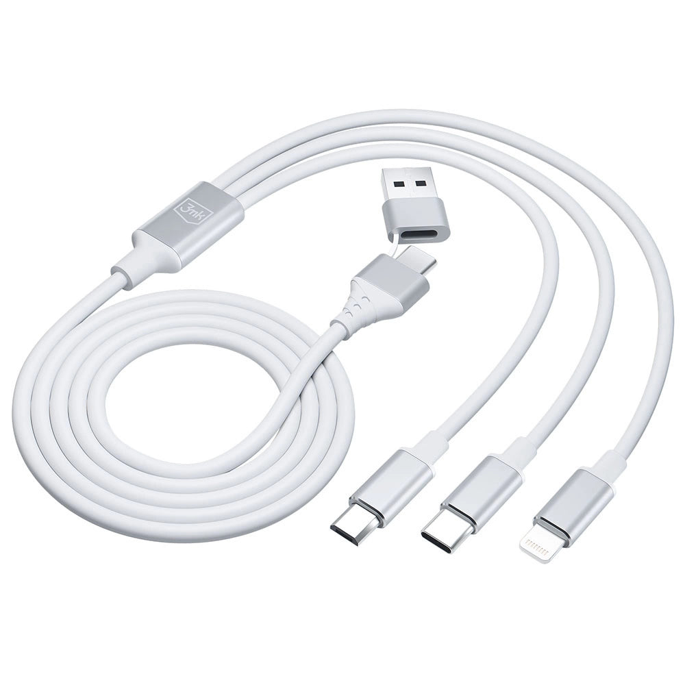 3mk Hyper Cable 3in1 USB-A - USB-C / USB-C - micro USB - Lightning 1.5m - white_7