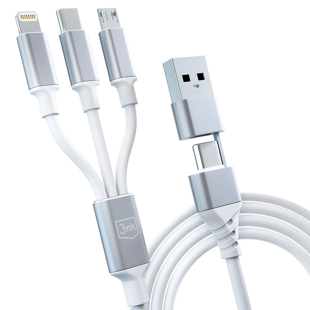 3mk Hyper Cable 3in1 USB-A - USB-C / USB-C - micro USB - Lightning 1.5m - white_8
