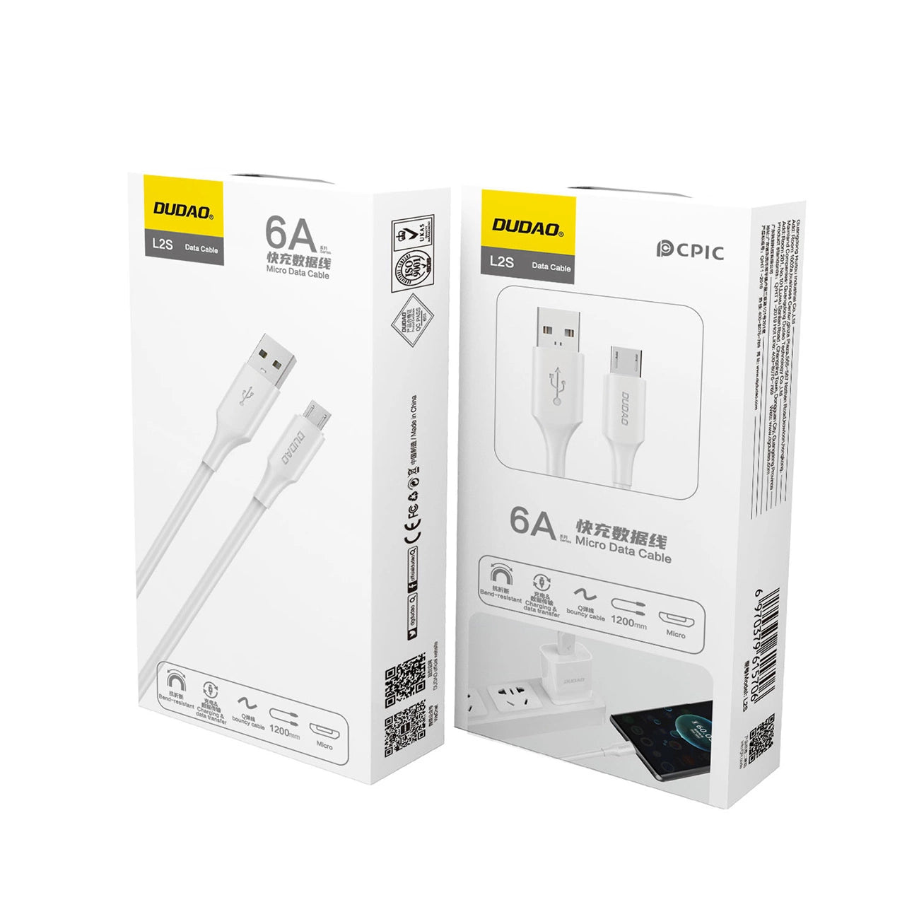 Dudao L2SM USB-A / micro USB 6A cable 1.2 m - white_1