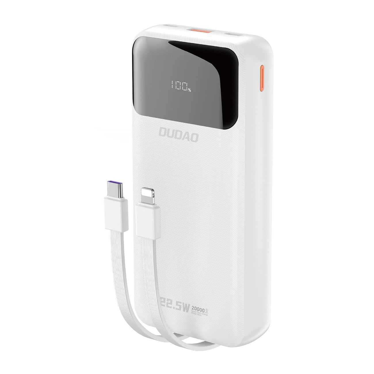 Dudao K15Pro Power Bank 20000mAh 22.5W PD USB-C / USB-A / Built-in Lightning and USB-C Cables - White_0