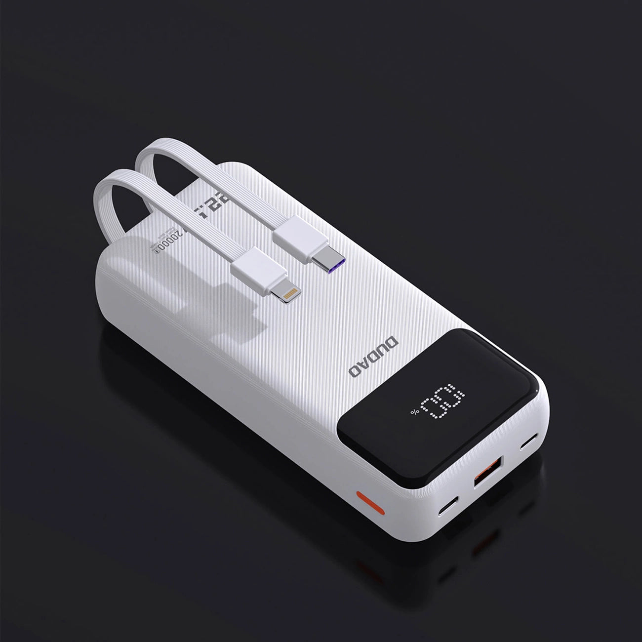 Dudao K15Pro Power Bank 20000mAh 22.5W PD USB-C / USB-A / Built-in Lightning and USB-C Cables - White_6
