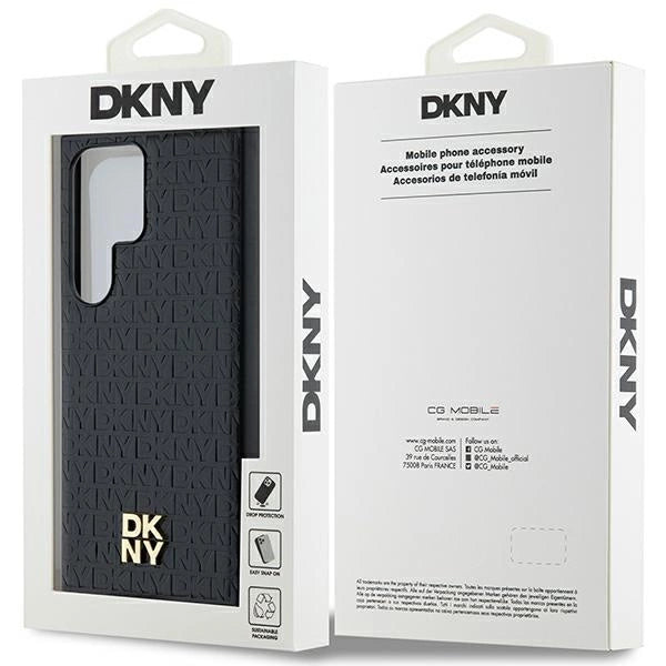 DKNY Leather Pattern Metal Logo MagSafe case for Samsung Galaxy S24 Ultra - black_7