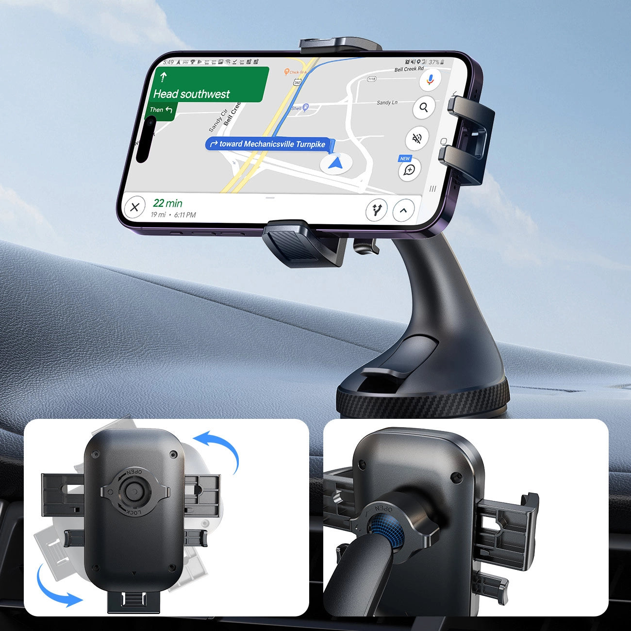 Joyroom JR-OK6 clamp phone holder for glass - black_9